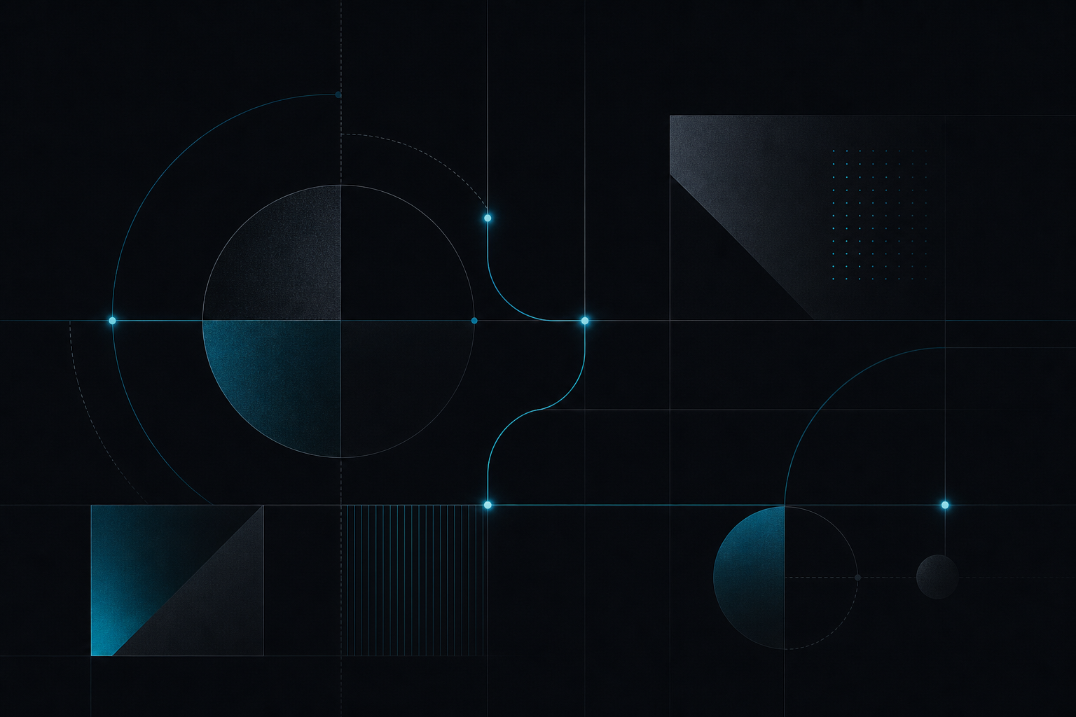Abstract editorial visualization of a creative IT marketing studio workspace