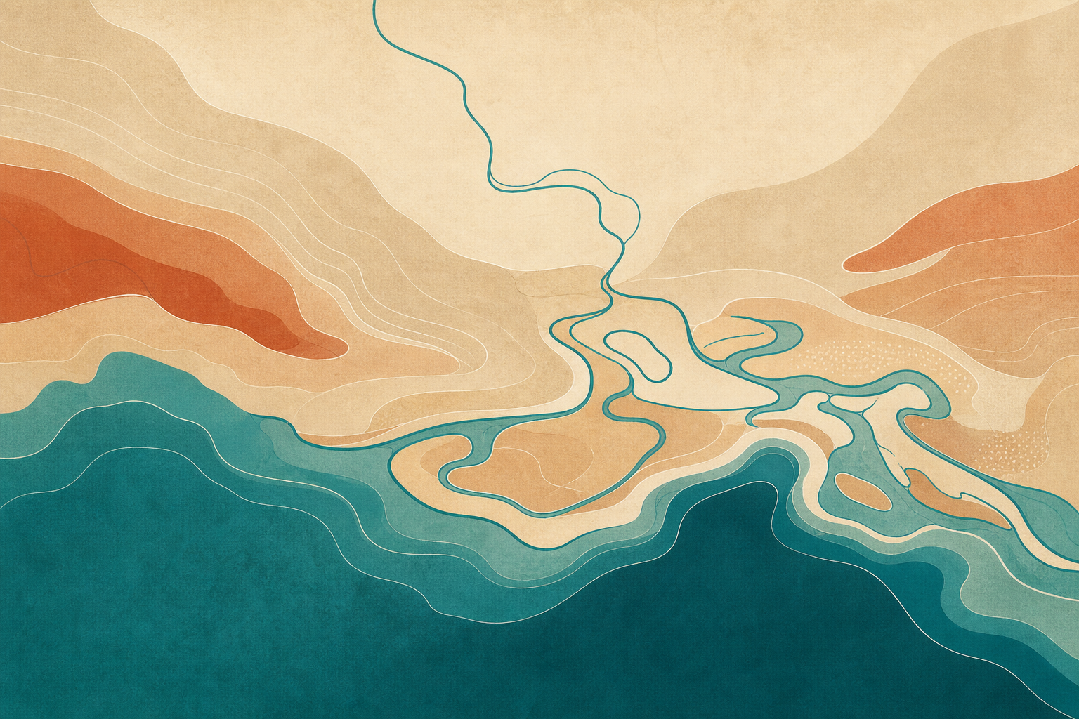 Abstract editorial visualization inspired by Algarve coastal geometry and Tavira roots