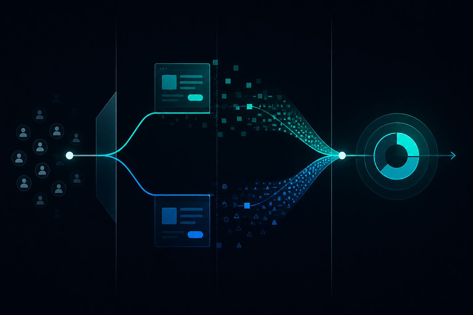 Abstract A/B testing and experimentation pathways visualization