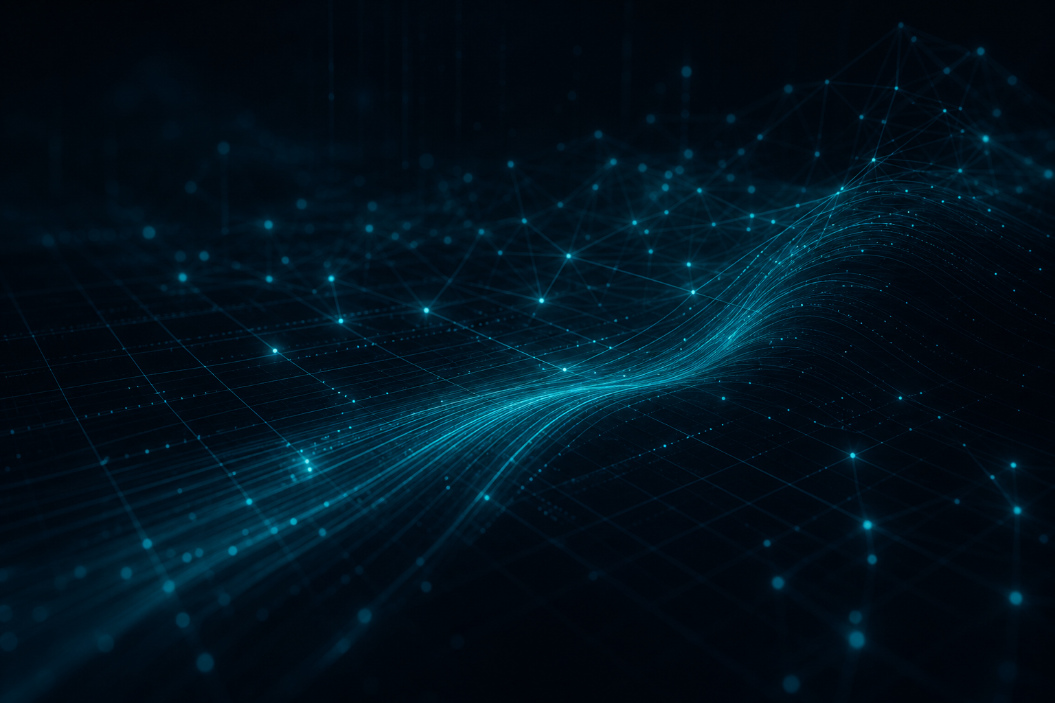 Abstract network visualization representing marketing capability infrastructure