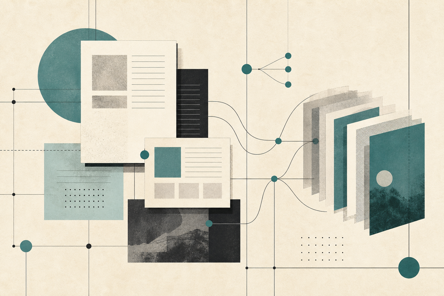 Abstract visualization of content architecture and editorial storytelling